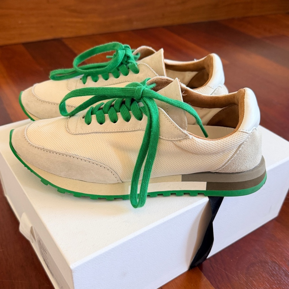 The Row Owen Runner Sneaker in Ivory/Green